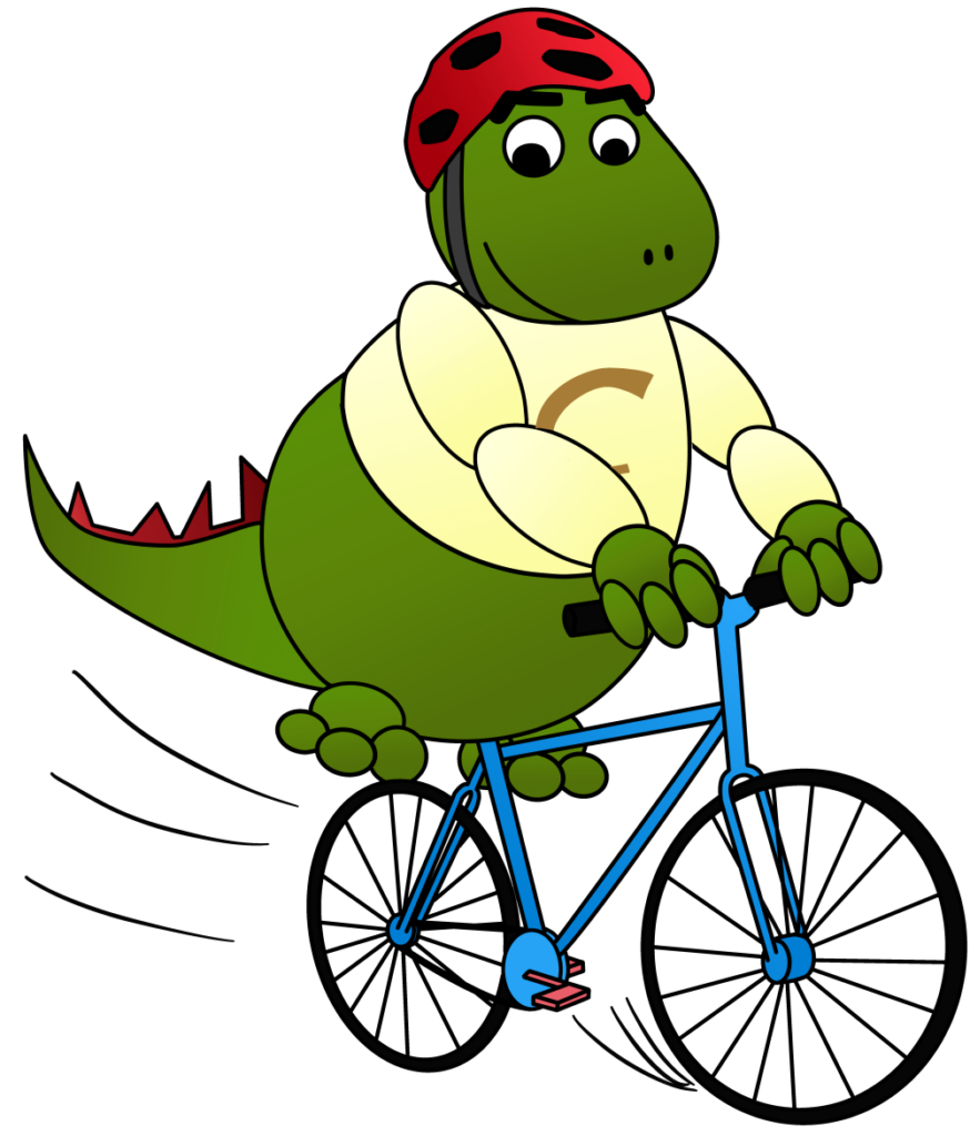 Comelio Dragon on a bicycle